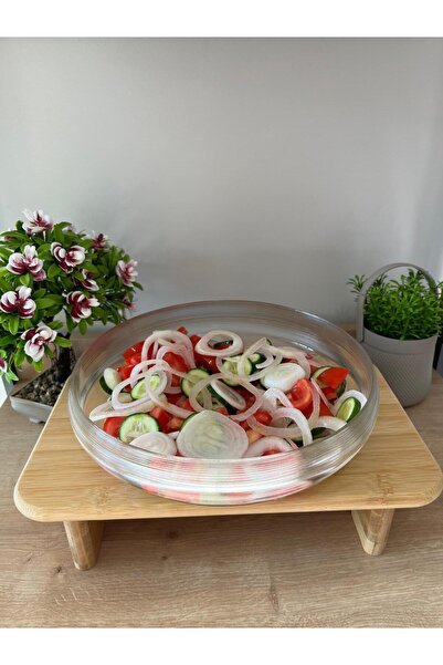 LİNGO HOME 30 cm Glass Patterned Salad Presentation Bowl - Dish