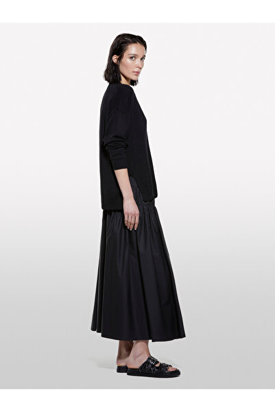 Sisley Women's Black Linen Blend Knitwear Cardigan