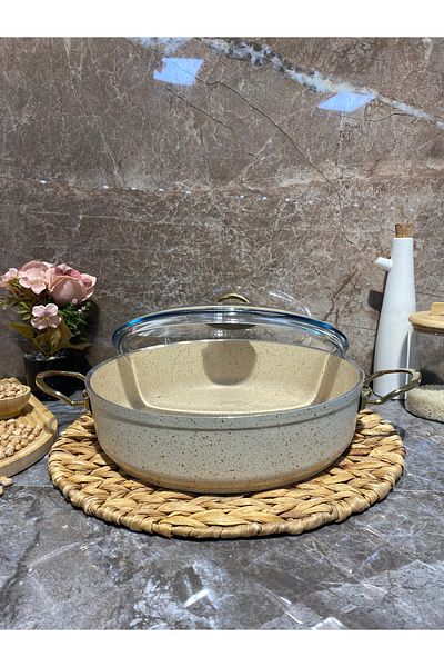 Elvira Granite 24 cm Oblate Pot-Cream