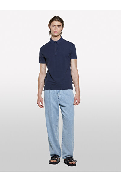 Sisley Men's Dark Navy Blue 100% Cotton Regular Fit Polo T-Shirt