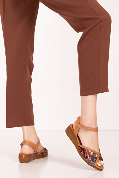 Gondol Hakiki Deri Dolgu Topuklu Rahat Anne Sandalet Mlk.5832