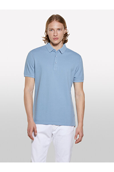 Sisley Ανδρικό μπλουζάκι πόλο από 100% βαμβάκι, κανονική εφαρμογή, μπλε αεροπορικός τύπος