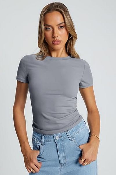 Thestiluxe Crew Neck Basic Ultra Soft Cotton Viscose Short Sleeve Soft Regular Size Body