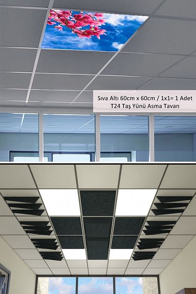Gökyüzü Panel Hanging Ceiling LED-60cmx60cm-flush Mount-54w-6500k-led Panel-led Luminaire-60x60 Stone Wool Hanging Ceiling LED-a+