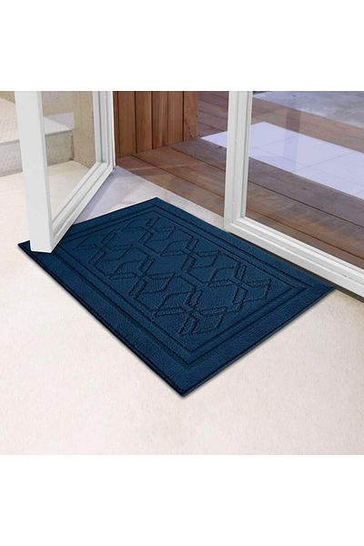 COLOR&GO Color&Geometry entrance mat, polyester, dark blue, 50 x 80 cm