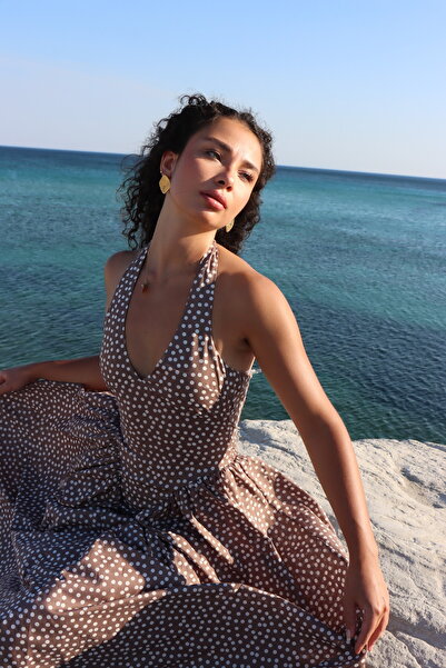 dopamiq Venüs - Mocha Kahve Puantiye Elbise