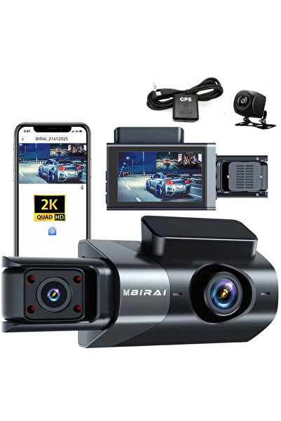 BIRAI Cameră Auto De Bord Tripla, 2K Full HD-1440P, GoMotion