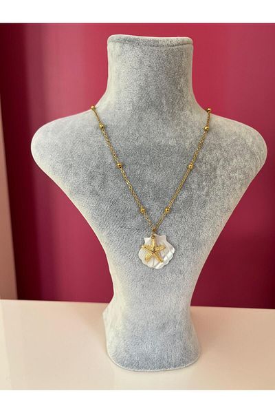 Asteria Jewelry Steel Necklace Seashell Charm Necklace