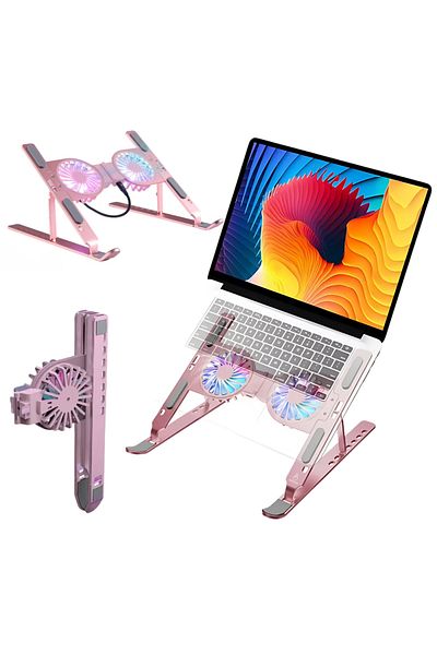 BRAGUS Suport Pliabil Pentru Laptop, C9 Pro, 2 Viteze, Rbg, Laptopuri Pana La 17 Inch, Pliabil, Roz