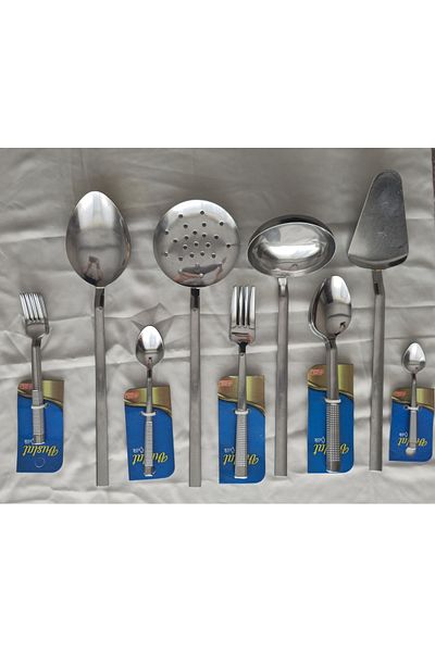 BuMeria 34 Piece Stainless Steel Ladle, Colander, Spatula, Fork Spoon Sets Kitchen Utensils