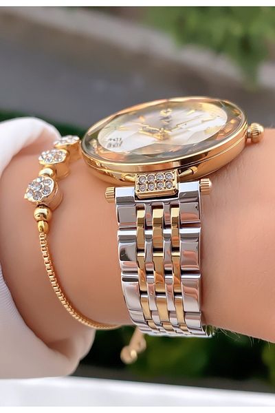 Daniel Klein Brand Yellow Silver Color Women's Wristwatch - Bracelet Gift