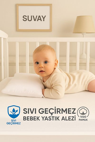 SUVAY 2 Pieces 100% Cotton Liquid Proof Baby Head Pillow Mattresses Cover with Zipper Baby Pillow Mattresses Cover