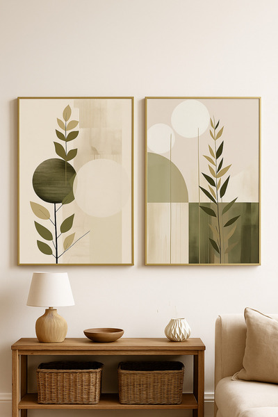 seninürünün Zen Botanik - Gerçek Cama Baskı Gold Alüminyum Metal Çerçeveli 2'...