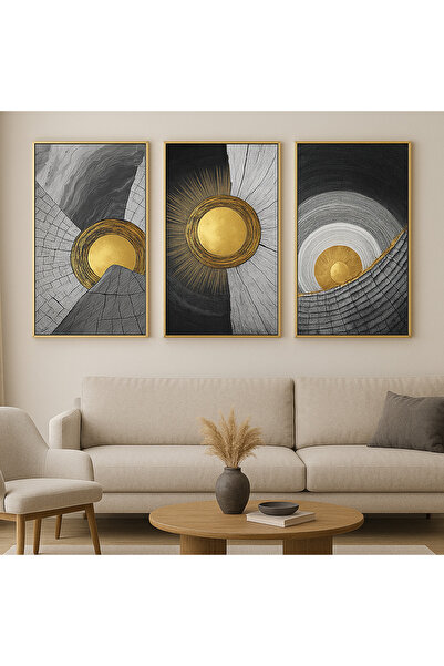 seninürünün Arată Sfântă - Pictură modernă din 3 piese cu cadru metalic din a...