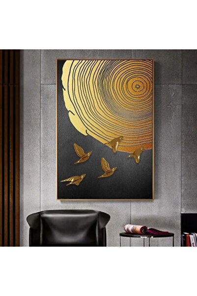 seninürünün Το άκρο των πουλιών - Μονόχρωμο μοντέρνο ζωγραφικό έργο με μεταλλ...