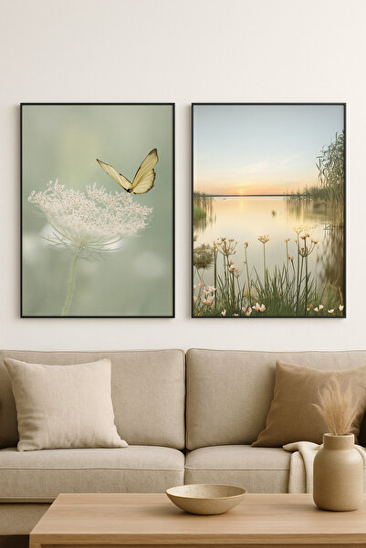 seninürünün Μοντέρνα ζωγραφική σε 2 τεμάχια με μεταλλικό κορνίζα από μαύρο αλ...