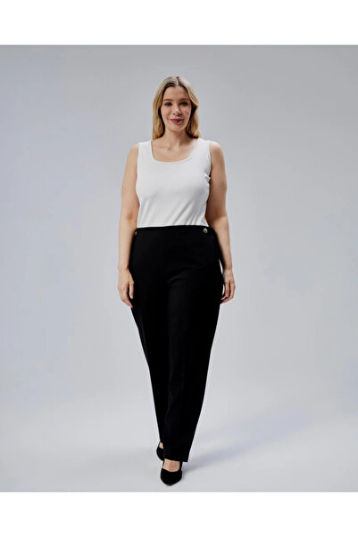 KOZMERA BUTİK Pantaloni de mărime mare cu nasturi decorativi în spate și tali...