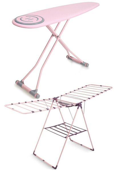 İronika Mürdüm Kalın Borulu Çamaşır Kurutmalık-perilla Premium Ütü Masası Set