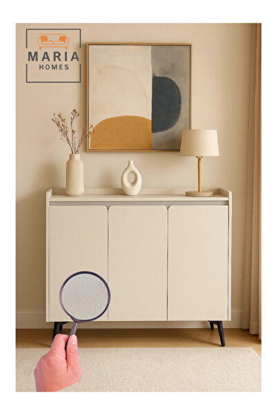 MARIA HOMES خزانة أحذية عصرية بثلاثة أبواب باللون البيج - تصميم أنيق بنمط ممي...