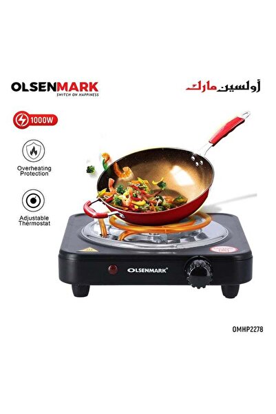 Olsenmark مكواة جافة مع طلاء تفلون، إيقاف تشغيل تلقائي، لوحة غير لاصقة، درجة حرارة قابلة للتعديل، 1200 واط