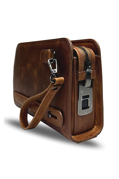 AYAZ DERİ Nous – Genuine Leather Handbag with Fingerprint Reader