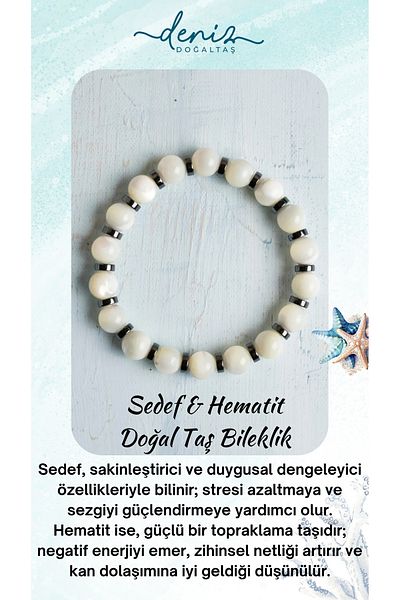 DENİZ Certified & Hematite Natural Stone Bracelet