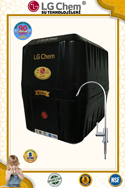 LG Chem Platınum Plus Siyah Renk Beyaz Lüx Krom Musluklu Su Arıtma Cihazı.duş...