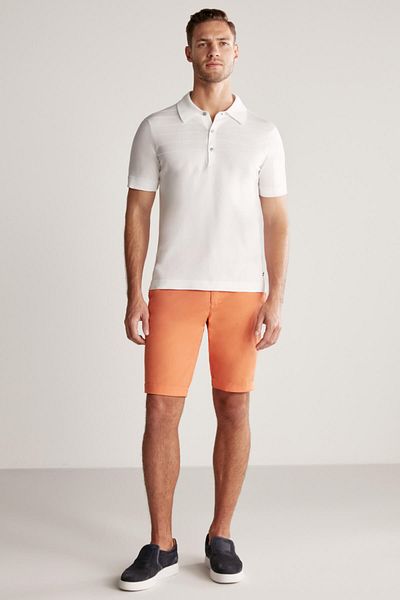 Hemington Stripe Patterned White Giza Cotton Knitwear Polo