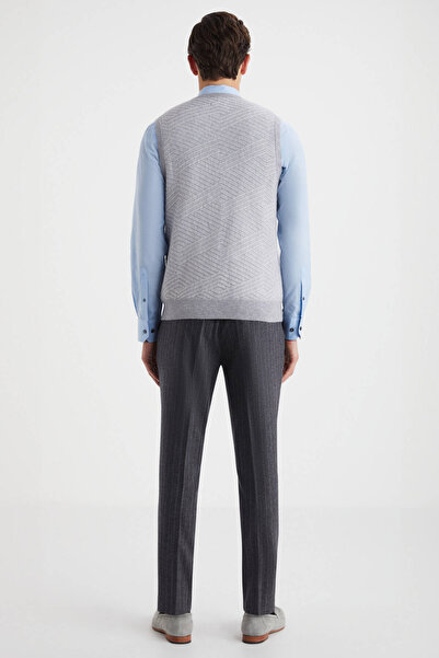 Hemington Stripe Pattern Light Gray Lambswool Wool Knitwear Sweater