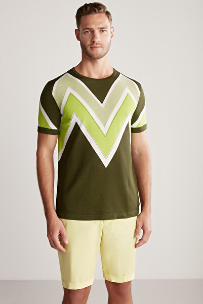 Hemington Khaki Mercerized Cotton Knitwear T-Shirt with m Logo