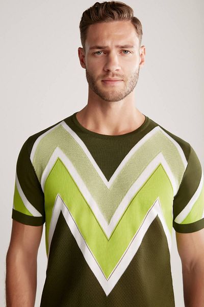 Hemington Khaki Mercerized Cotton Knitwear T-Shirt with m Logo