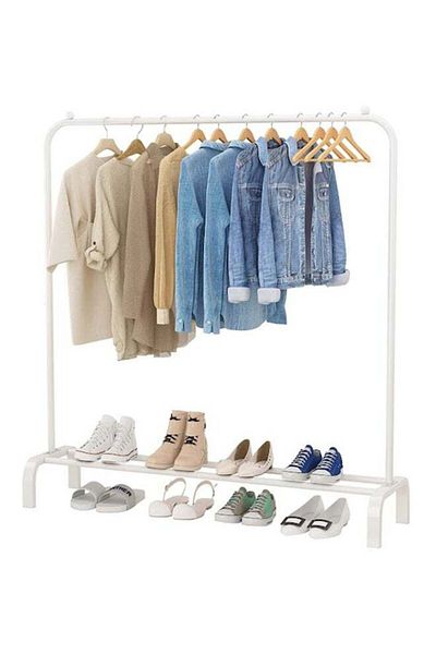 ALMUFARREJ Clothes Organizer And Holder Metal Stand White 110X40X150cm
