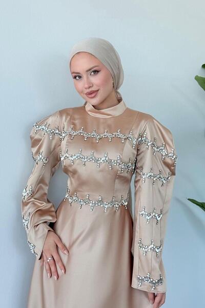 HAZA MODA Yolansa Abiye Bej