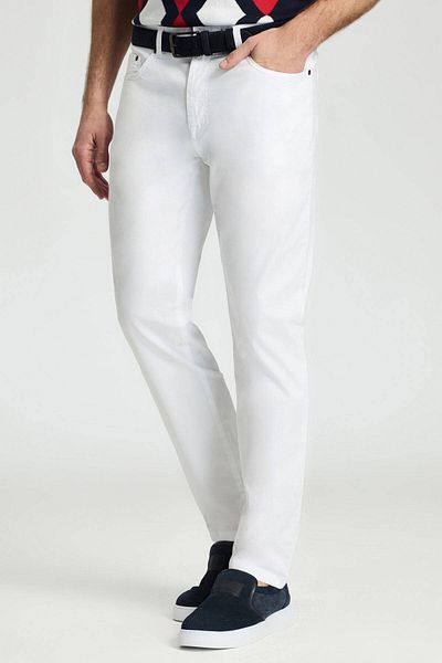 Hemington Cotton Blend Slim Fit 5 Pocket White Chino Pants
