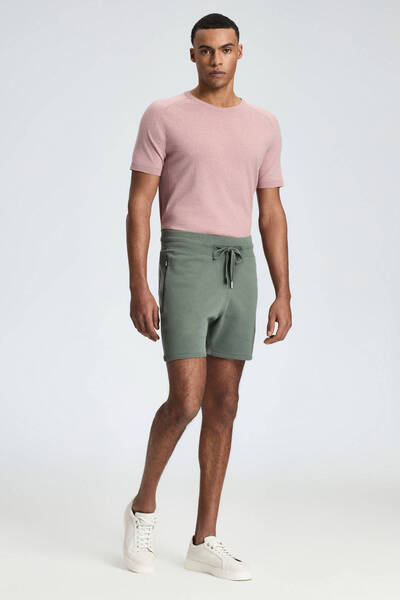 Hemington Lace-Up Embroidery Logo Khaki Knitwear Shorts