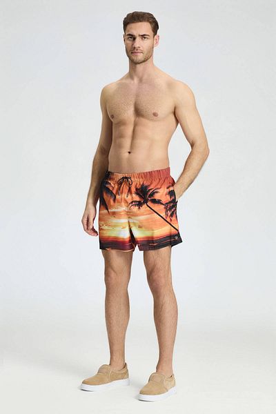 Hemington Palm Pattern Orange Quick Dry Swimsuit