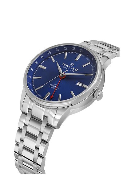 Nacar Sapphire Glass Classic Silver Men's Watch Nc42-299357-Alm