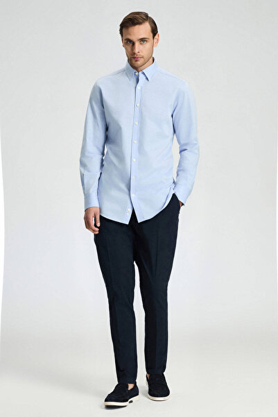 Hemington Saf Pamuk Mavi Gömlek
