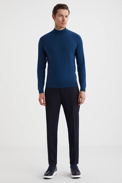 Hemington Half Turtleneck Merino Wool Blue Knitwear