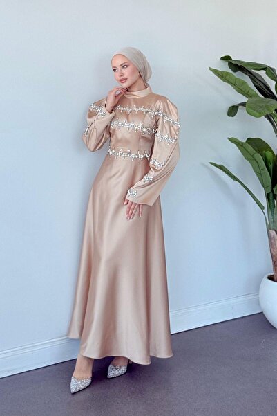 HAZA MODA Yolansa Abiye Bej