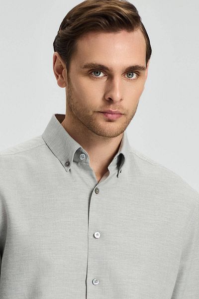 Hemington Cashmere Cotton Blend Light Gray Shirt