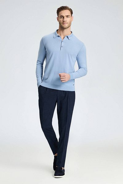 Hemington Linen Wool Blend Navy Blue Classic Woven Trousers