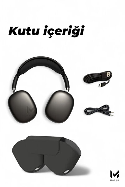 MATEO Siyah Bluetooth Kablosuz Kulaklık | Mikrofonlu | iOS android Uyumlu |