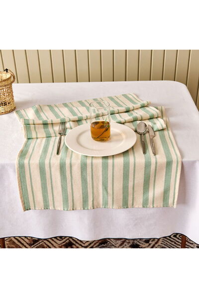 Evidea Soft Alno Runner - Ecru / Verde - 50x140 cm