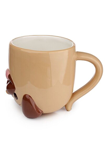 Puckator Cana Ceramica, Upside Down, Model Caine Mops Pug, 590 Ml, Maro