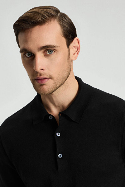 Hemington Cashmere Cotton Blend Black Knitwear Polo
