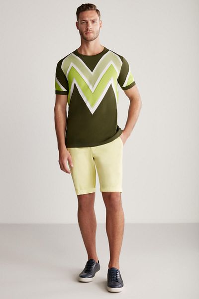 Hemington Khaki Mercerized Cotton Knitwear T-Shirt with m Logo