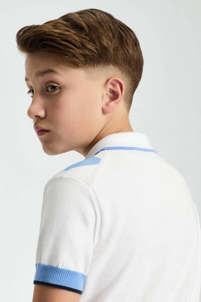 Hemington Blue and White Rhinestone Pattern Children's Tricot Polo