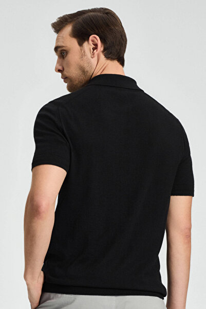 Hemington Cashmere Cotton Blend Black Knitwear Polo