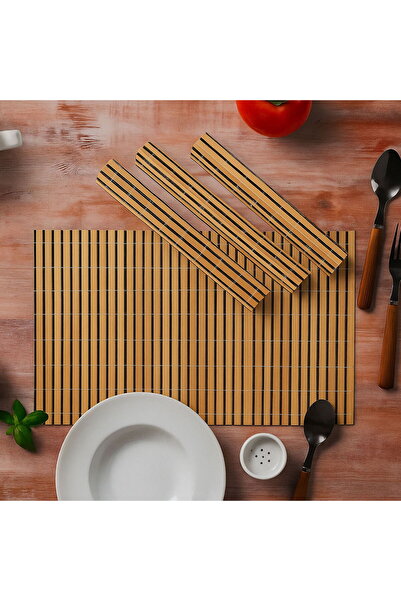 Tohana Bambu 4'lü Amerikan Servis - Kahverengi - 40x30 cm